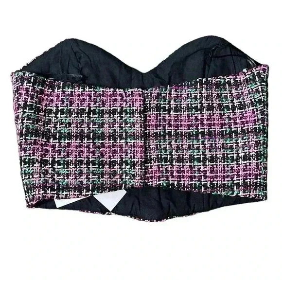 Zara Tweed Multicolor Corset Bustier  NWT Size S - Picture 2 of 7